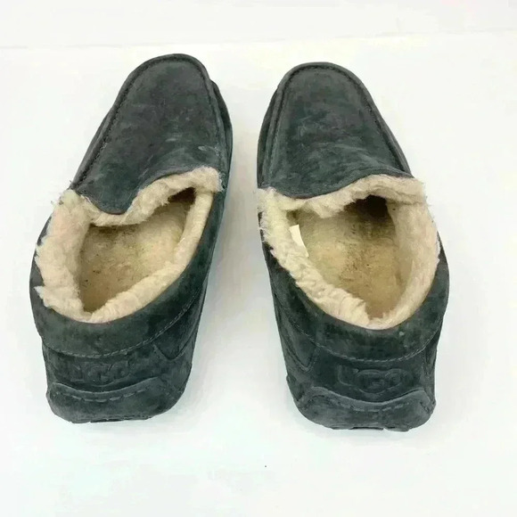 UGG Men's Ascot Slipper Loafer Slip On Size 11 Blue Suede Sheepskin Sherpa Fury - Picture 10 of 10